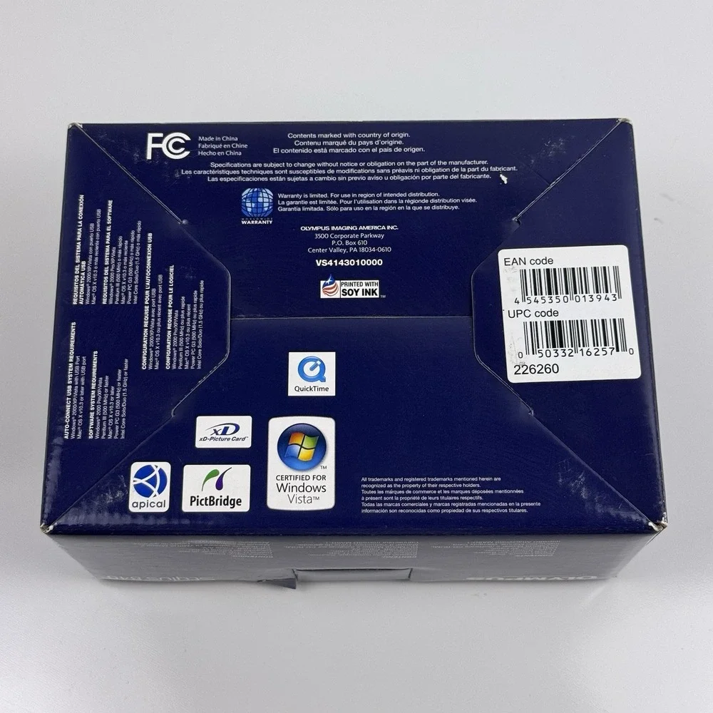 Olympus Stylus 840 8MP Blue Digital Camera Box & Charger Sensor Issue For‎ Parts